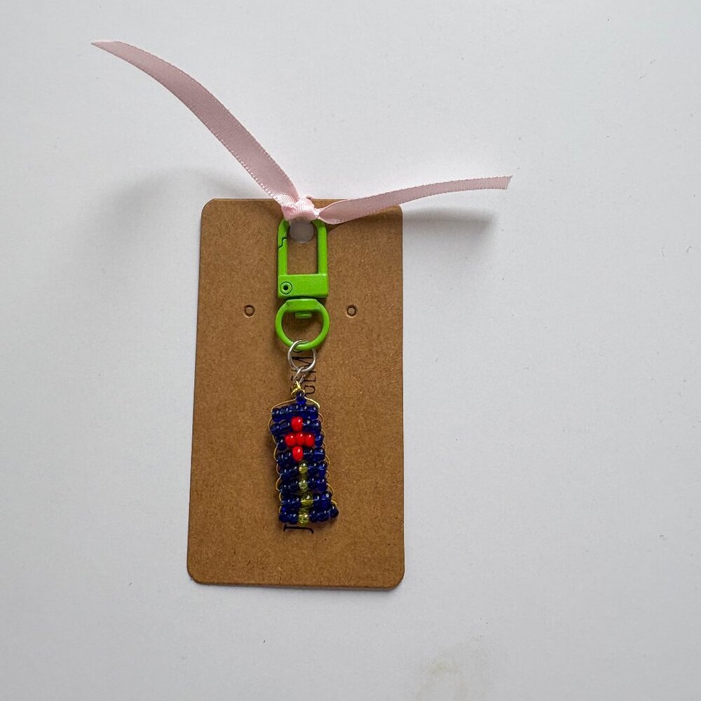 Floral Beaded Rectangle Charm